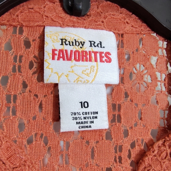 Ruby Rd Women's Orange Lace Button-Up Top NWOT - Picture 2 of 2